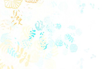 Fototapeta na wymiar Light Blue, Red vector doodle pattern with leaves, flowers.