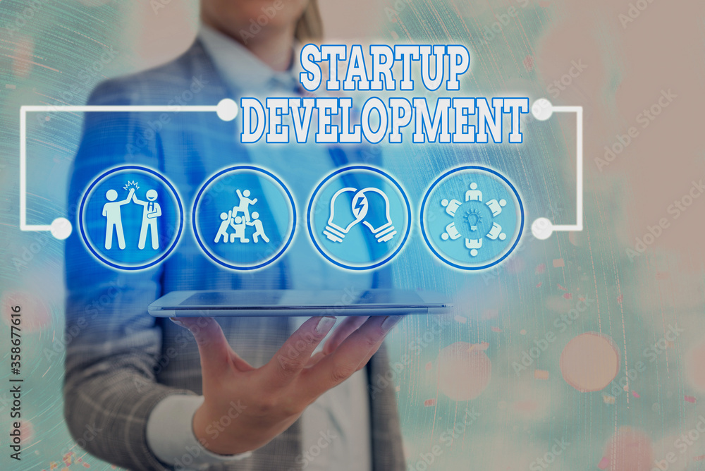Poster text sign showing startup development. business photo text developing idea which signifying birth of