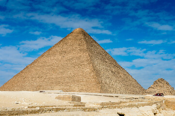 Fototapeta na wymiar It's Pyramids of the Giza Necropolis, Giza Plateau, Egypt. UNESCO World Heritage