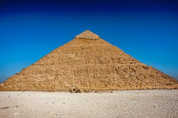 Fototapeta na wymiar It's Pyramid of Khafre (Pyramid of Chephren), one of the Ancient Egyptian Pyramids of Giza and the tomb of the Fourth-Dynasty pharaoh Khafre