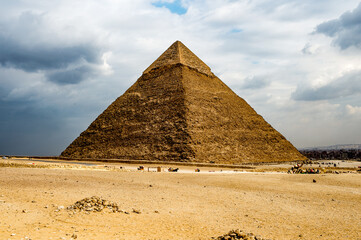 Fototapeta na wymiar It's Ruins of the Great Pyramids at the Giza Necropolis, Giza Plateau, Egypt. UNESCO World Heritage