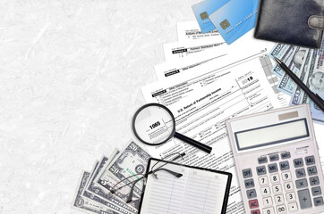 IRS form 1065 U.S. Return of partnership income lies on flat lay office table and ready to fill....