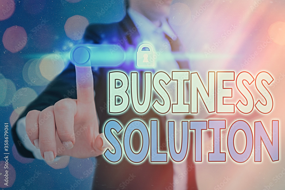 Poster conceptual hand writing showing business solution. concept meaning combination of ideas to help comp