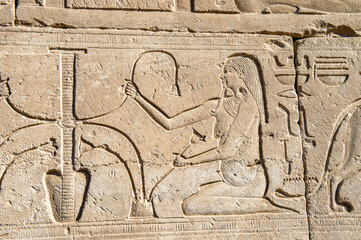 It's Ancient Hieroglyphs of the Karnak temple, Luxor, Egypt (Ancient Thebes with its Necropolis).