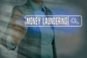 Writing note showing Money Laundering. Business concept for illegal process hiding origin of money...