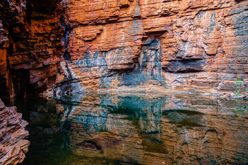 Colourful Handrail Pool at Weano Gorge, Karijini National Park, Western Australia, Australia