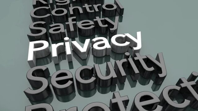 Privacy Rights Safety Security Control Protection Words 3d Animation