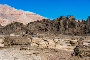 Fototapeta premium It's Nature and ruins around the Medinet Habu (Mortuary Temple of Ramesses III), West Bank of Luxor in Egypt.