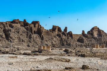 It's Nature and ruins around the Medinet Habu (Mortuary Temple of Ramesses III), West Bank of Luxor...