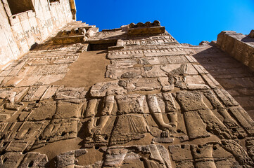 It's Hieroglyphs of the Medinet Habu (Mortuary Temple of Ramesses III), West Bank of Luxor in Egypt.