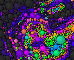 neon green magenta purple cyan geometric shapes abstract background