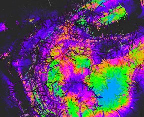 neon green magenta purple cyan geometric shapes abstract background