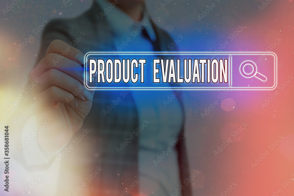 Poster writing note showing product evaluation. business concept for kind of opinion was in the evaluator v