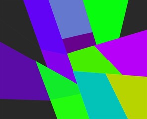 neon green magenta purple cyan geometric shapes abstract background