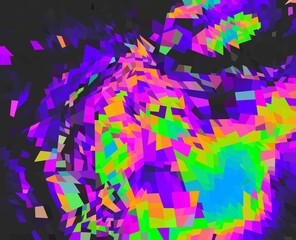 Obraz premium neon green magenta purple cyan geometric shapes abstract background