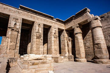 Obraz premium It's Inetrior of the Medinet Habu (Mortuary Temple of Ramesses III), West Bank of Luxor in Egypt.