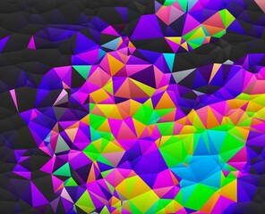 neon green magenta purple cyan geometric shapes abstract background