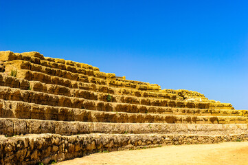 It's Theater of Caesarea Maritima, a national park on the Israeli coastline, near the town of Caesarea.