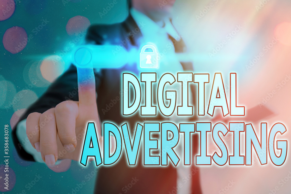 Poster conceptual hand writing showing digital advertising. concept meaning when business leverage internet