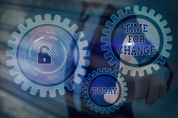 Conceptual hand writing showing Time For Change. Concept meaning take action new beginnings life...