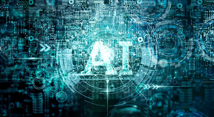 Background of Artificial Intelligence (AI) for technology, innovation and networking.