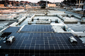 Houses in Iwaki City, Fukushima Prefecture that were destroyed by the tsunami of the Great East...