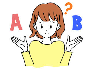 両手を広げて選択肢をイメージする若い女性