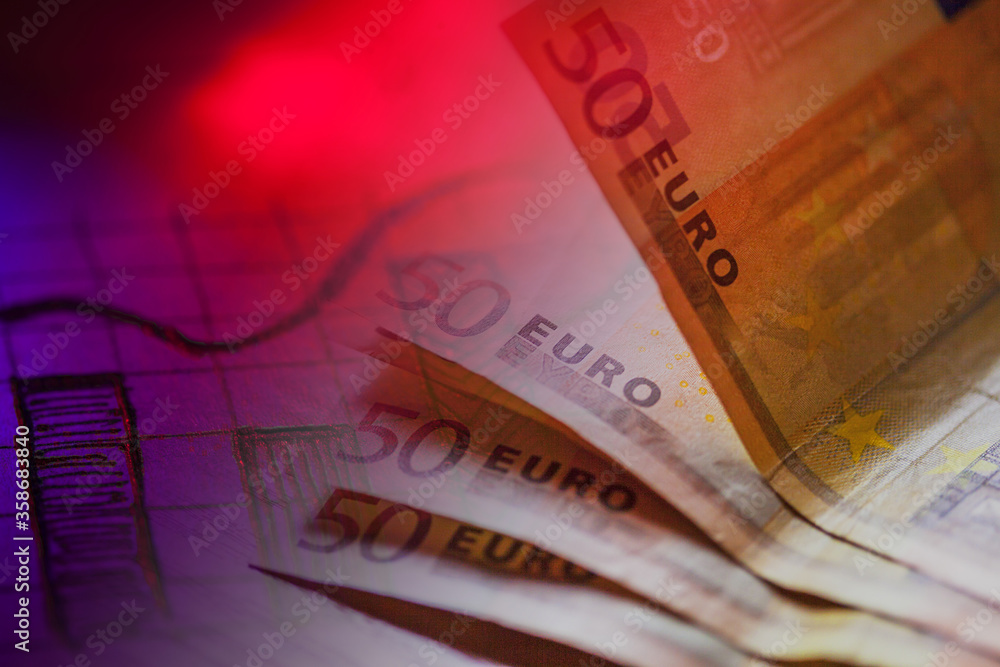 Poster financial data on a monitor. finance data concept. macro image.