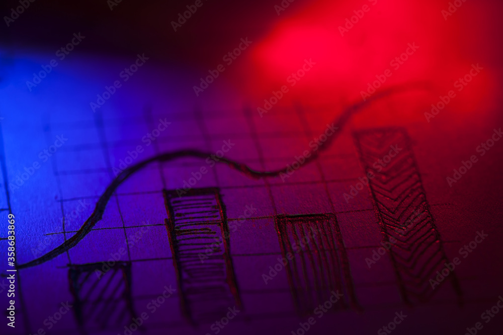 Poster financial data on a monitor. finance data concept. macro image.