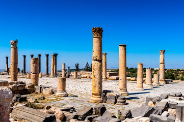 It's Roman colums of the ancient city of Gadara, modern Jordan