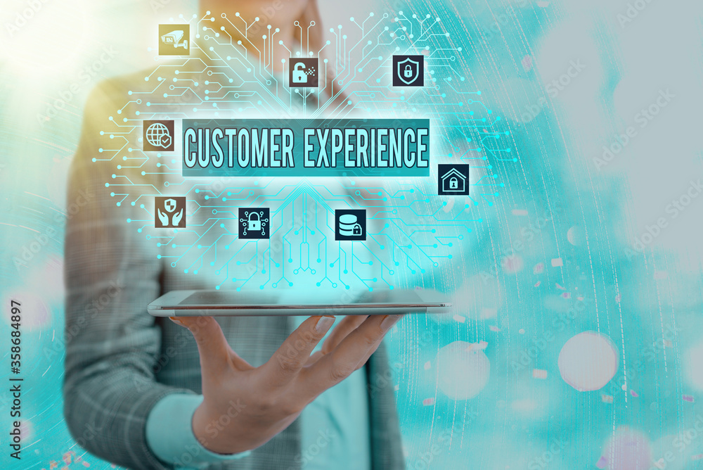 Aufkleber conceptual hand writing showing customer experience. concept meaning phrase to describe relationship