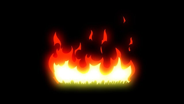 Cartoon 4k fire elements pack. Flash fire animation set with luma matte
