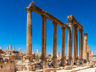 It's Columns of the cardo maximus, Ancient Roman city of Gerasa, modern Jerash, Jordan