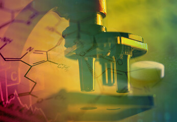 Microscope in laboratory. Science theme.