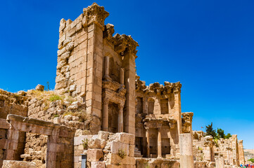Fototapeta premium It's Tetrapylon, Ancient Roman city of Gerasa of Antiquity , modern Jerash, Jordan