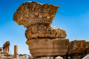 It's Close view of the ruins of the Ancient Roman city of Gerasa of Antiquity , modern Jerash,...