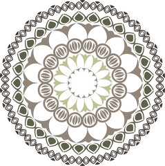 Mandala round ornament decorative isolated element, geometric floral circular pattern. Tribal ethnic Arabic Indian motif. Hand drawn fantasy abstract background