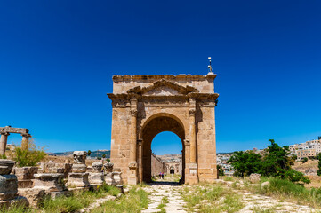 It's North Gate, Ancient Roman city of Gerasa of Antiquity , modern Jerash, Jordan