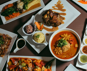  Top view Thai food on the table