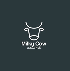 Cow simple line Logo Icon vector Template design element