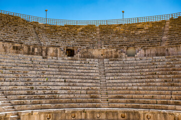 It's South Theater, Ancient Roman city of Gerasa of Antiquity , modern Jerash, Jordan