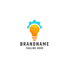 Light bulb with gear logo design template