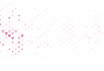 Light Pink vector template with doodle hearts.