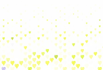 Light Green, Yellow vector pattern with colorful hearts.