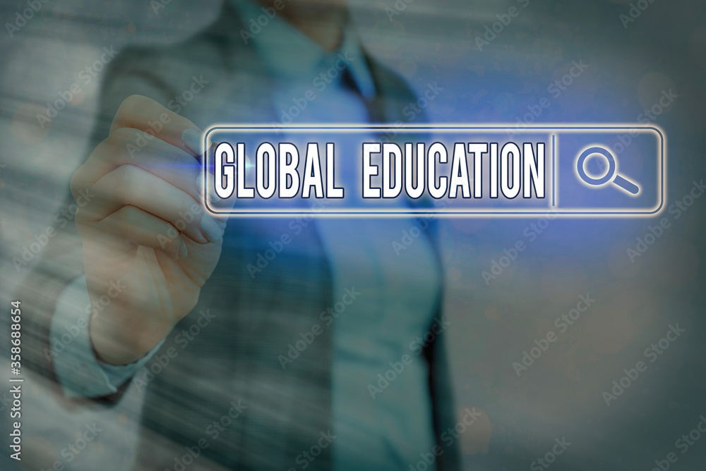 Poster writing note showing global education. business concept for interdisciplinary approach to learning c