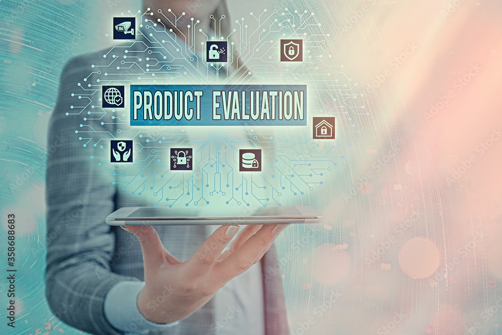 Poster conceptual hand writing showing product evaluation. concept meaning kind of opinion was in the evalu