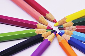 Stack of colorful pencils background.