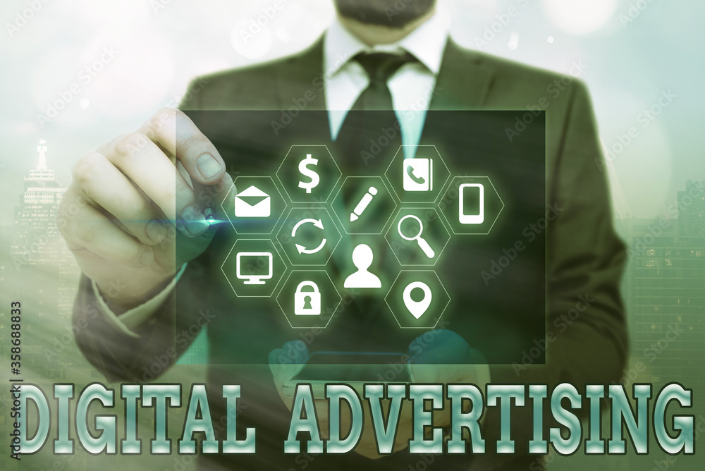 Poster word writing text digital advertising. business photo showcasing when business leverage internet tec