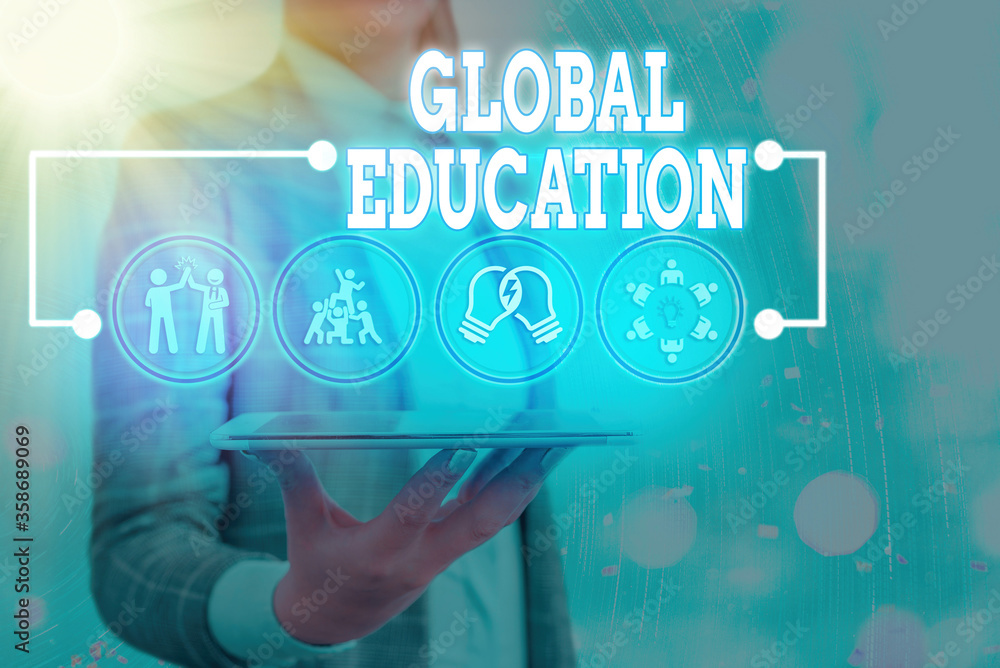 Poster text sign showing global education. business photo text interdisciplinary approach to learning conce