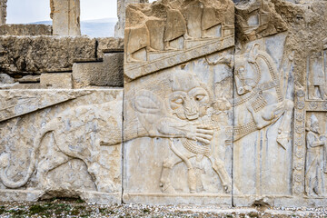 It's Relief of a lion biting antelope.Persepolis, the ceremonial capital of the Achaemenid Empire. UNESCO World Heritage